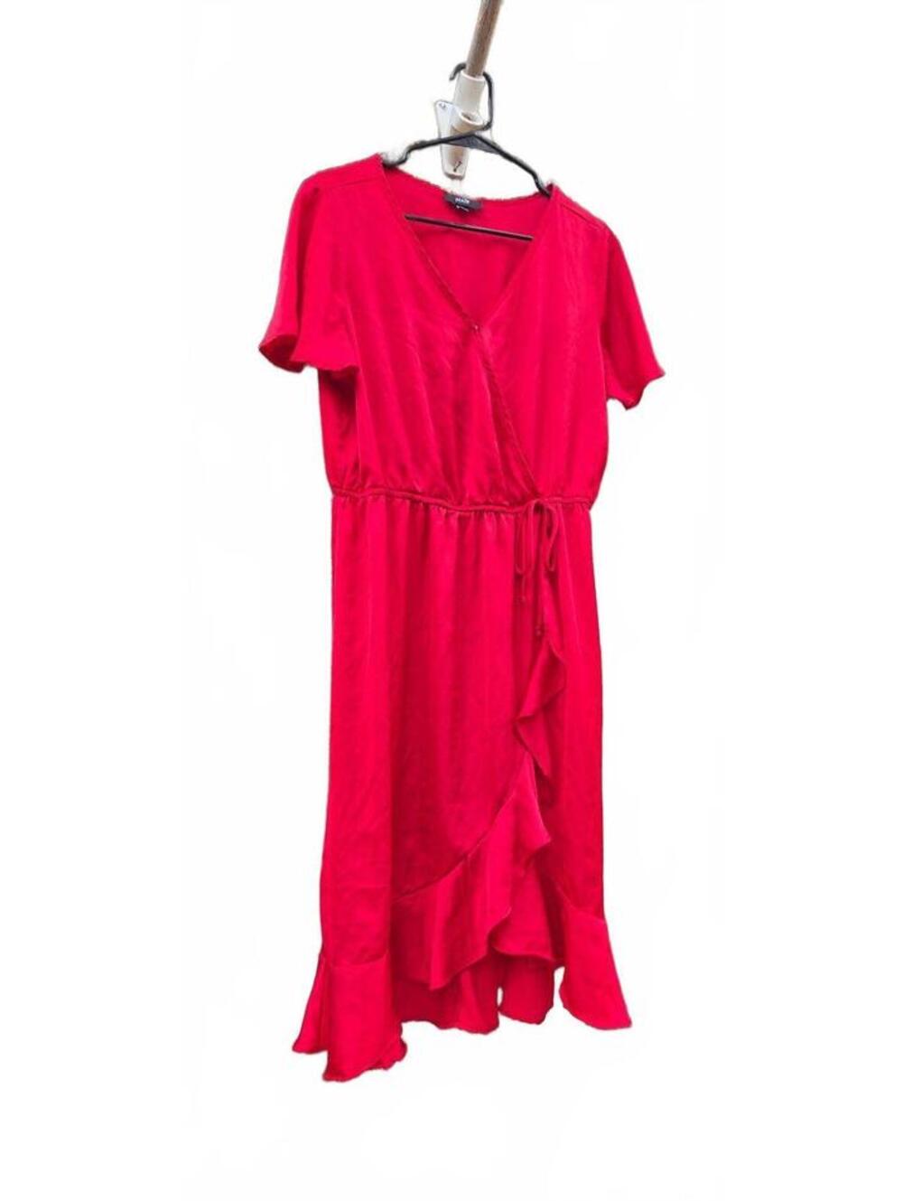 NAÏF Red Wrap Dress with Ruffle Detail Size XL